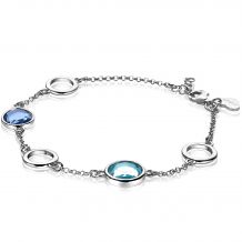 ZINZI zilveren fantasie armband blauw en turquoise rond ZIA2000