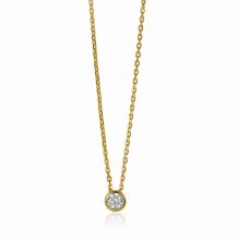 ZINZI Gold Plated Sterling Silver Necklace Round Setting with White Zirconia 40-43cm ZIC1393Y