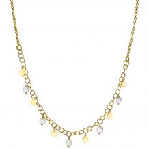 ZINZI Sterling Silver Fantasy Necklace 14K Yellow Gold Plated Whiteh Pearls