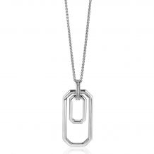 ZINZI Sterling Silver Necklace with Luxurious Rectangular Pendant (40mm) 70cm ZIC2494