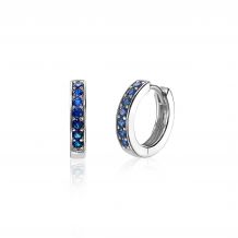 15mm ZINZI Sterling Silver Hoop Earrings Blue Zirconias width 3mm ZIO191DB