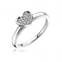 ZINZI Sterling Silver Stackable Ring Heart White ZIR1390