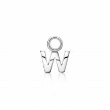 ZINZI Sterling Silver Letter Earrings Pendant W price per piece ZICH2144W (excl. hoop earrings)