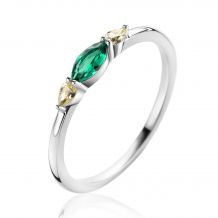 ZINZI Sterling Silver Ring Oval Zirconias in Green and Yellow ZIR2499