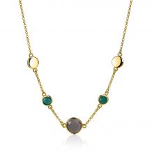 ZINZI Sterling Silver Fantasy Necklace 14K Yellow Gold Plated