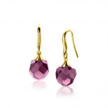 27mm ZINZI Gold Plated Sterling Silver Drop Earrings Purple Bead ZIO266PG