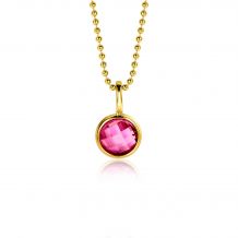 JULY Pendant 8mm Gold Plated Birthstone Red Ruby Zirconia (excl. necklace)