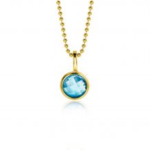 MARCH Pendant 8mm Gold Plated Birthstone Blue Aquamarine Zirconia (excl. necklace)