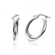 22mm ZINZI Sterling Silver Hoop Earrings in Smooth Organic shape 22x4mm ZIO2476