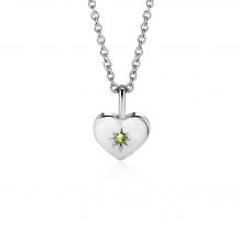 AUGUST Pendant 12mm Sterling Silver Heart Birthstone Green Peridot Zirconia (excl. necklace)