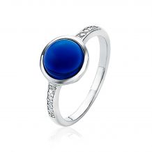 ZINZI Sterling Silver Ring Round Blue ZIR1871