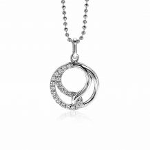 15mm ZINZI Sterling Silver Pendant with 2 Connected Shapes White Zirconias ZIH2119S (excl. necklace)