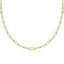 ZINZI zilveren ketting 45cm in 14K geel verguld met trendy paperclip schakels van 3,4mm breed ZIC1992G