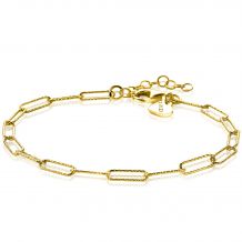 ZINZI Gold Plated Sterling Silver Bracelet Trendy Paperclip Chain width 3,4mm ZIA1992G