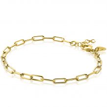 ZINZI Sterling Silver Paperclip Chain Bracelet 14K Yellow Gold Plated