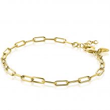 ZINZI Gold Plated Sterling Silver Paperclip Chain Bracelet width 3,5mm ZIA2202G