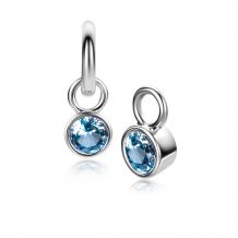 DECEMBER Earrings Pendants Sterling Silver with Birthstone Blue Topaz Zirconia (excl. hoop earrings)