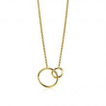 ZINZI Gold Plated Sterling Silver Necklace with 2 Connected Open Circles 42-45cm ZIC1278G