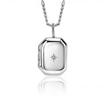 22mm ZINZI Sterling Silver Medallion Rectangle Set with White Zirconia ZIH2425 (excl. necklace)