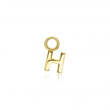 ZINZI Sterling Silver 14K Yellow Gold Plated Letter Ear Pendant H (per piece)