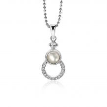 ZINZI Sterling Silver Fantasy Pendant Open Circle Mother-of-Pearl White Zirconias ZIH1943