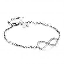 ZINZI Sterling Silver Infinity Bracelet White 17-20cm ZIA1065