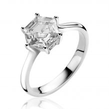 ZINZI zilveren ring met zeshoekige wittte zirconia 10mm ZIR2259