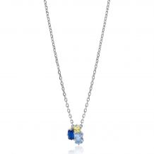 ZINZI Sterling Silver Fantasy Necklace with Green and Blue Color Stones 45cm ZIC2496