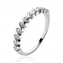 ZINZI Sterling Silver Ring Wavy White Zirconia ZIR2177