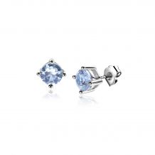 6mm ZINZI Sterling Silver Stud Earrings Prong Setting Light Blue Color Stone ZIO1383B