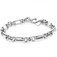 ZINZI Sterling Silver Chain Bracelet Rolo and Oval Chains 19cm ZIA2154