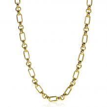 ZINZI Sterling Silver Chain Necklace 14K Yellow Gold Plated Oval Rolo Chain