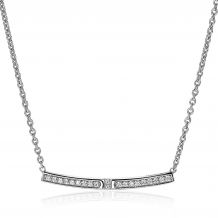 ZINZI Sterling Silver Chain Necklace Bar White Zirconias 42-45cm ZIC1957