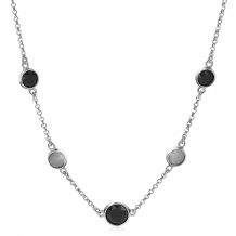 ZINZI Sterling Silver Fantasy Necklace Black Grey Color Stones 45cm ZIC1937