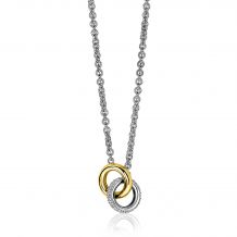 ZINZI Sterling Silver Chain Necklace with 2 Connected Open Circles Bicolor 46-49cm ZIC2102