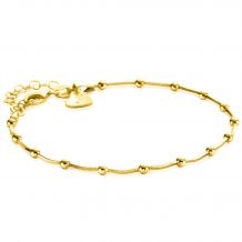 ZINZI Gold Plated Sterling Silver Snake Chain Bracelet with Square Cut Chains and 15 Refined Shiny Beads 17-20cm ZIA2471G