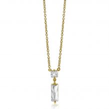 ZINZI Gold Plated Sterling Silver Necklace Square  and Rectangular Baguette White Zirconia 45cm ZIC2056Y