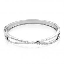 ZINZI zilveren bangle armband kruislings wit ZIA1569
