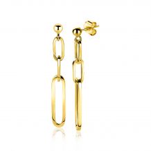 ZINZI zilveren oorhangers 45mm in 14K geel verguld met ovale closed for ever schakels ZIO1990G