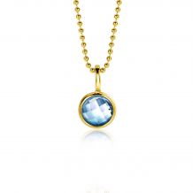 DECEMBER Pendant 8mm Gold Plated Birthstone Blue Topaz Zirconia (excl. necklace)