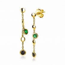 ZINZI Sterling Silver Fantasy EarRings 40mm in 14K Yellow Gold Plated Whiteh Colourful Stones