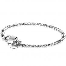 ZINZI Sterling Silver Curb Chain Bracelet width 3,8 mm with Trendy Shiny Lock as Clasp 18,5 cm ZIA2411
