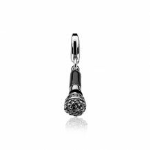 Zinzi zilveren bedel microfoon zwart CHARMS297