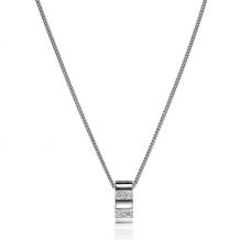 Mart Visser by ZINZI zilveren ketting 45cm met strakke rechte hanger, bezet met princess geslepen witte zirconia's  MVC20
