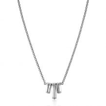 Mart Visser by ZINZI zilveren ketting 45cm met drie strakke hangers, bezet met witte zirconia's  MVC21
