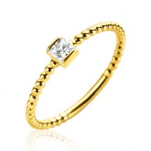 ZINZI 14K Gold Ring Beads Square White Zirconia ZGR310