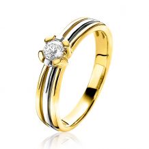 ZINZI 14K Gold Elegant Bicolor Ring Diamond 0,20crt ZGR54