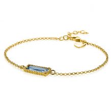 ZINZI Gold Plated Sterling Silver Bracelet Rectangular Blue Color Stone 16,5-19cm ZIA-BF51