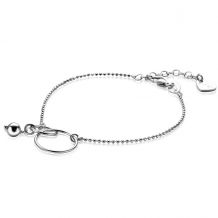 ZINZI Sterling Silver Bracelet with 2 Connected Open Circles and Bead Charm 17,5-20,5cm ZIA-BF62