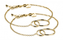 ZINZI Set 2 Sterling Silver Bracelets 14K Yellow Gold Plated Circles